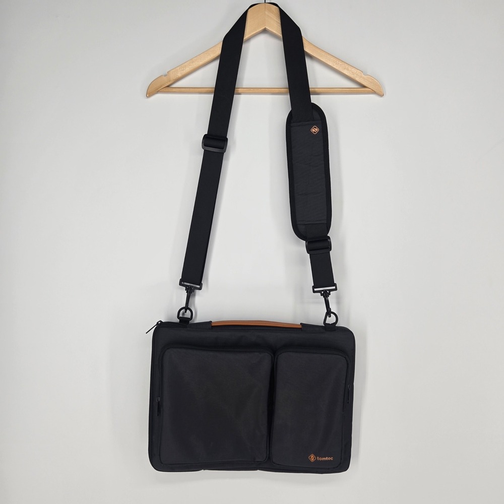 tomtoc Laptop Shoulder Bag Black Padded Messenger Case Travel Work 15inch
